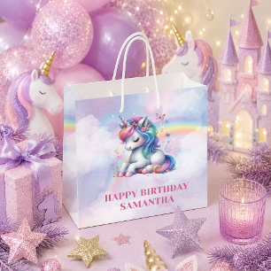 Enchanted Pink Unicorn Girl Birthday Gift Bag