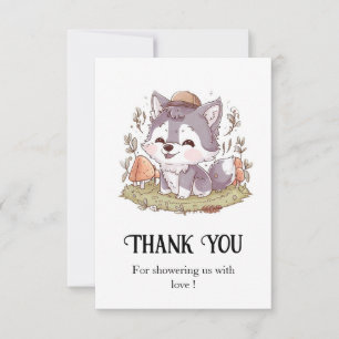 Enchanted Playful Wolf Baby Shower Thank You Card