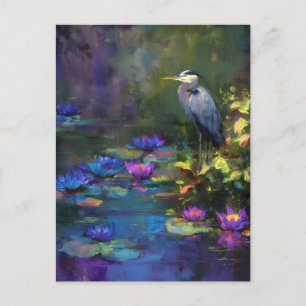 Enchanted Pond Water Lily Nature Watercolor Holiday Postcard