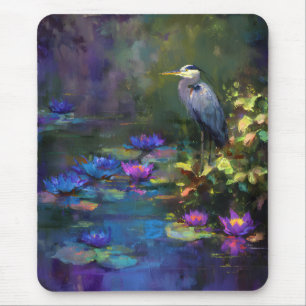 Enchanted Pond Water Lily Nature Watercolor Mouse Pad