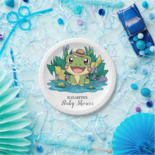 Enchanted Pretty Frog Baby Shower Paper Plate