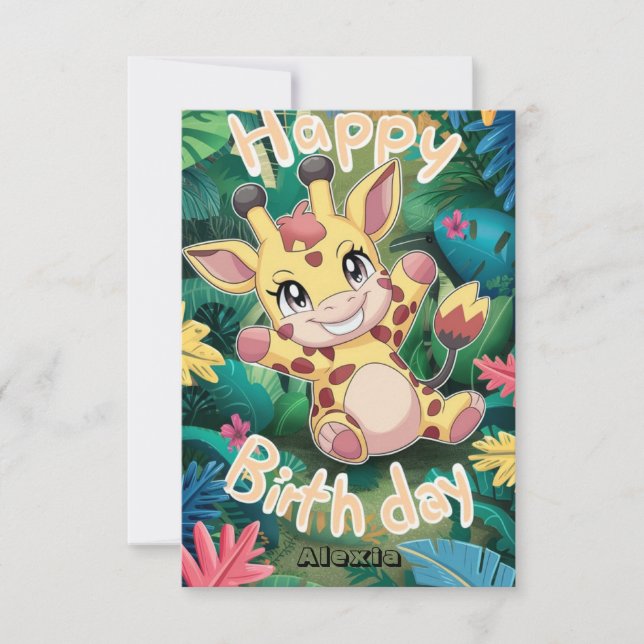 Enchanted Pretty Giraffe Birthday Card (Front)
