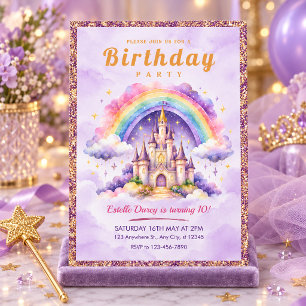 Enchanted Princess Castle 10th Birthday Invitation