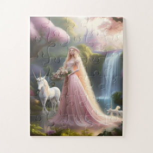 Enchanted Princess & Unicorn Fantasy Art Jigsaw Puzzle