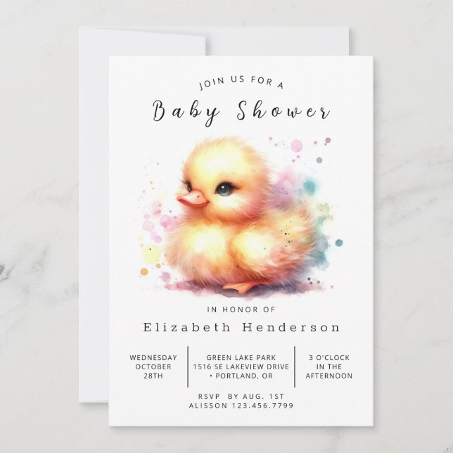 Enchanted Printable Duck Baby Shower Invitation (Front)