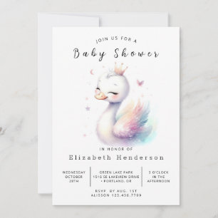Enchanted Printable Swan Baby Shower Invitation