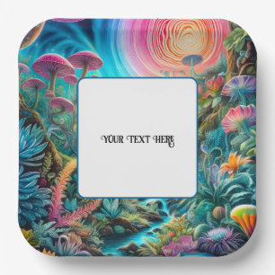 Enchanted Psychedelic Dreamscape Paper Plate