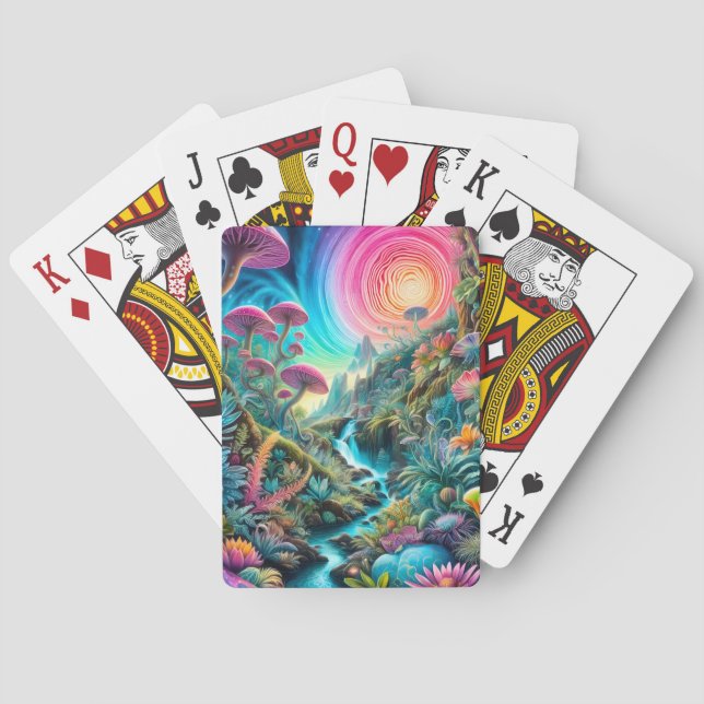 Enchanted Psychedelic Dreamscape Playing Cards (Back)