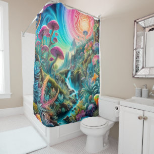 Enchanted Psychedelic Dreamscape Shower Curtain
