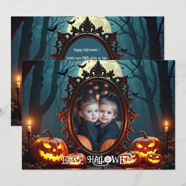 🎃Enchanted Pumpkin Glow Custom Photo card (Front/Back)