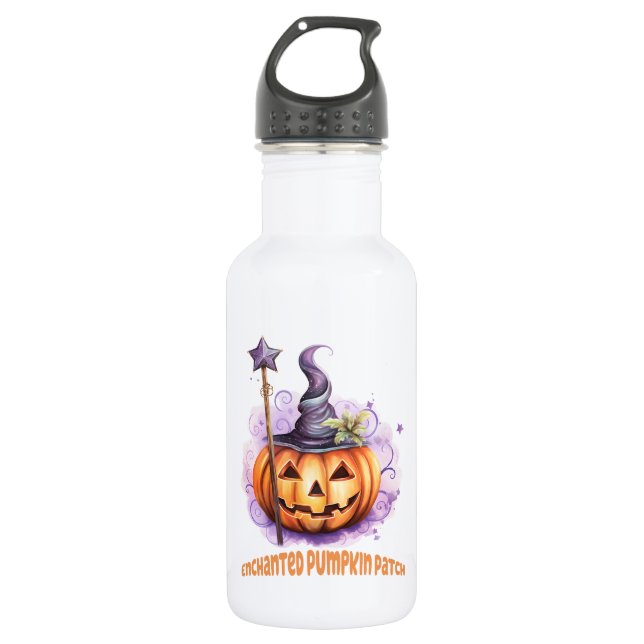 Enchanted Pumpkin Patch – Cute Jack-o’-Lantern 532 Ml Water Bottle (Front)