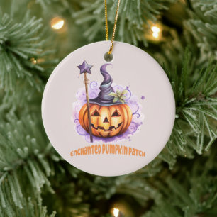 Enchanted Pumpkin Patch – Cute Jack-o’-Lantern Ceramic Ornament