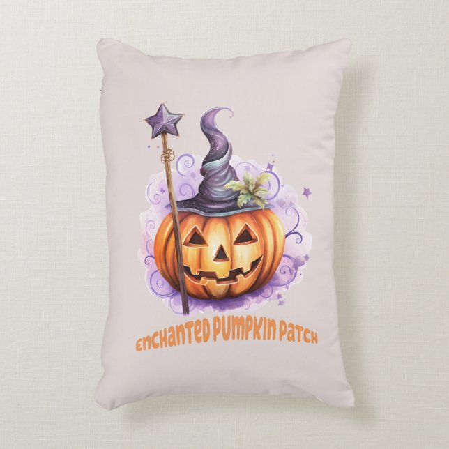 Enchanted Pumpkin Patch – Cute Jack-o’-Lantern Decorative Cushion (Front(Vertical))