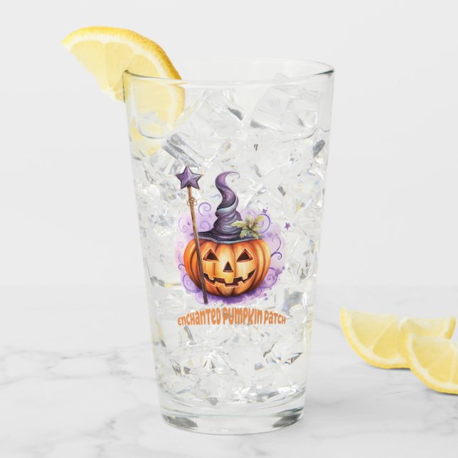 Enchanted Pumpkin Patch – Cute Jack-o’-Lantern Glass (Front Ice)
