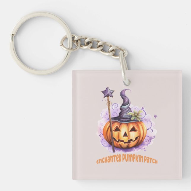 Enchanted Pumpkin Patch – Cute Jack-o’-Lantern Key Ring (Front)