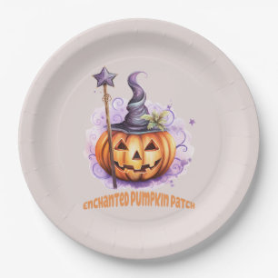 Enchanted Pumpkin Patch – Cute Jack-o’-Lantern Paper Plate