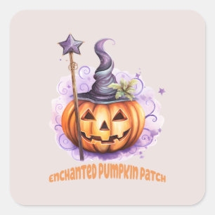 Enchanted Pumpkin Patch – Cute Jack-o’-Lantern Square Sticker