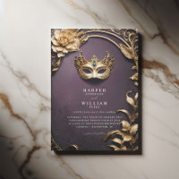 Enchanted purple and gold Masquerade Wedding