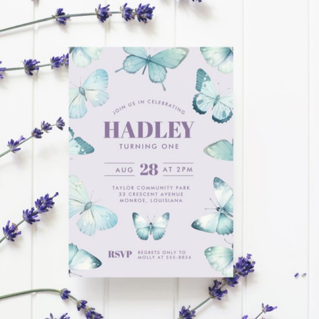 Enchanted Purple Blue Butterfly Girl Birthday Invitation (Creator Uploaded)