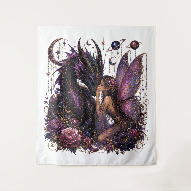 Enchanted Purple Dragon Goddess Tapestry (Front)