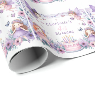 Enchanted Purple Fairy garden - Birthday  Wrapping Paper