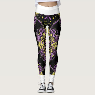 Enchanted Purple Gold Mandala Leggings