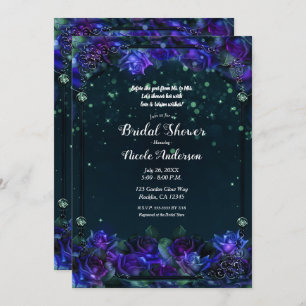 Enchanted Purple Green Garden Glow Bridal   Invitation