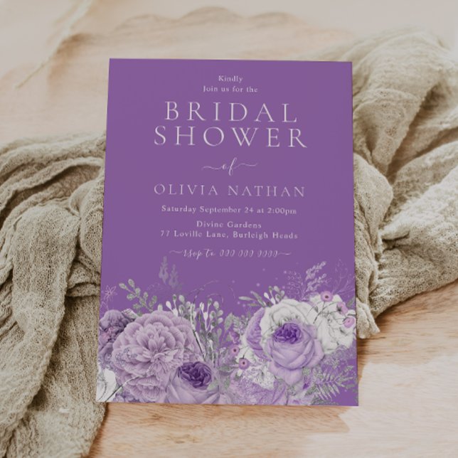 Enchanted Purple Lavender Floral Bridal Shower Invitation (Creator Uploaded)