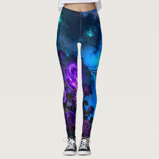 Enchanted Purple Rose Waterfall Leggings