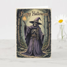 Enchanted Purple Witch Halloween Greeting Mystical