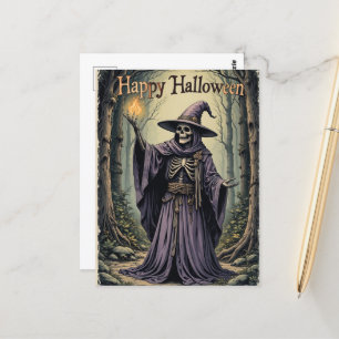 Enchanted Purple Witch Halloween Greeting Mystical Postcard