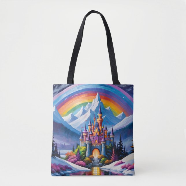 Enchanted rainbow castle tote bag (Front)