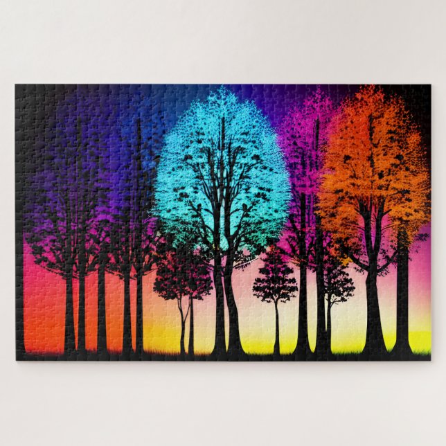 Enchanted Rainbow Forest with Sun Shining Through Jigsaw Puzzle (Horizontal)