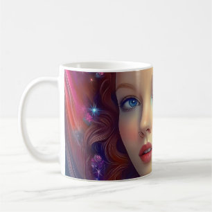 Enchanted Rainbow Hair Portrait Coffee Mug