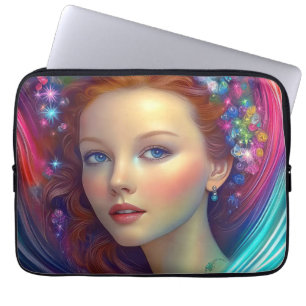 Enchanted Rainbow Hair Portrait Laptop Sleeve