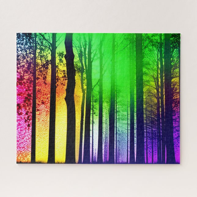 Enchanted Rainbow Silhouette Forest Jigsaw Puzzle (Horizontal)