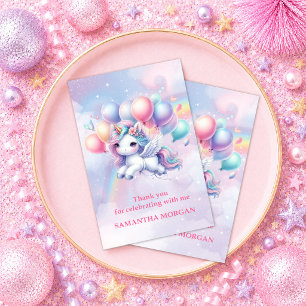 Enchanted Rainbow Unicorn Girl Birthday Thank You Card