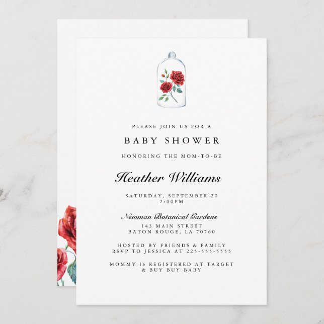 Enchanted Red Rose Baby Shower Invitation (Front/Back)