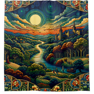 “Enchanted River Valley" Shower Curtain
