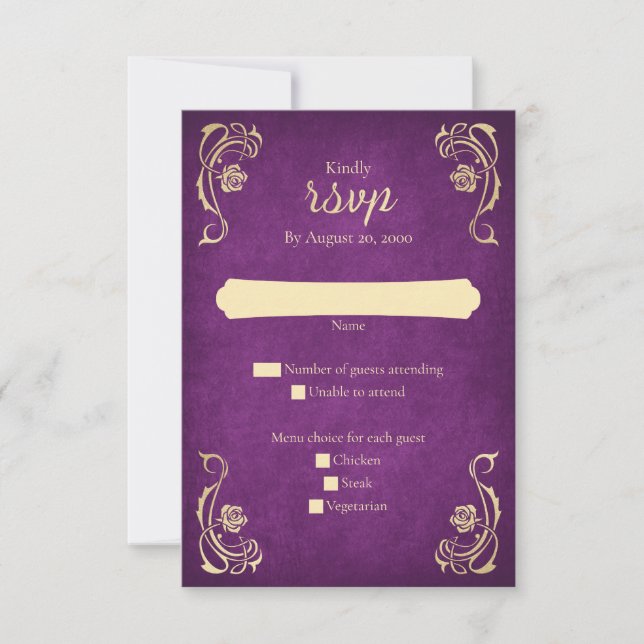 Enchanted Rose Castle Wedding RSVP Card (Front)