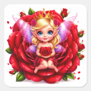 Enchanted Rose Fairy For Fantasy Lovers Square Sticker