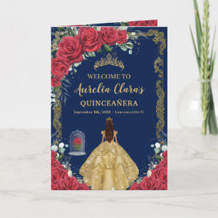 Enchanted Rose Floral Quinceañera Order of Events Program