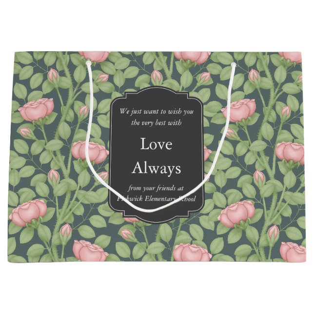 Enchanted Rose Garden Brown Custom Large Gift Bag (Front)