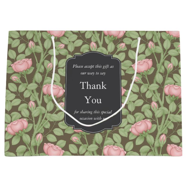 Enchanted Rose Garden Brown Custom Large Gift Bag (Front)