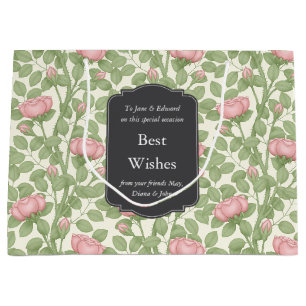 Enchanted Rose Garden Ivory Custom Large Gift Bag