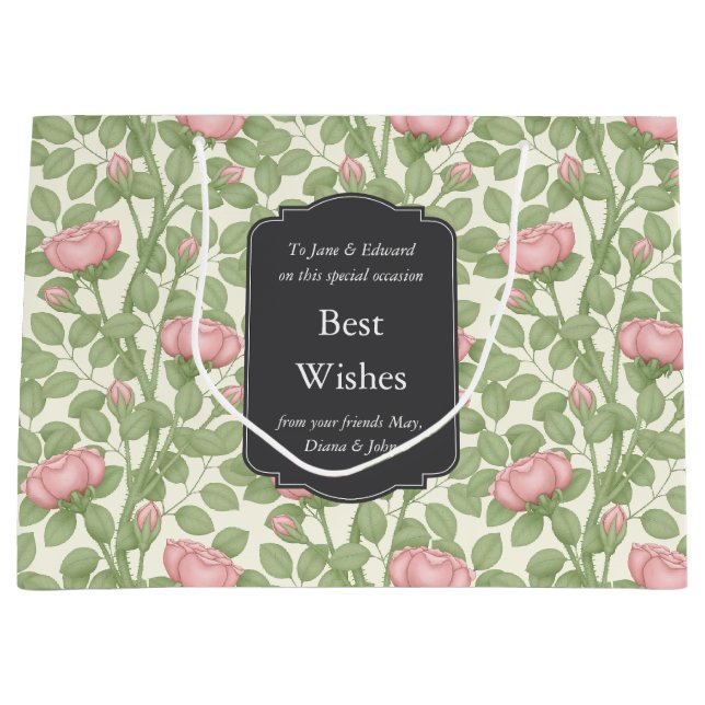 Enchanted Rose Garden Ivory Custom Large Gift Bag (Front)