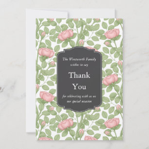 Enchanted Rose Garden White Thank You Card
