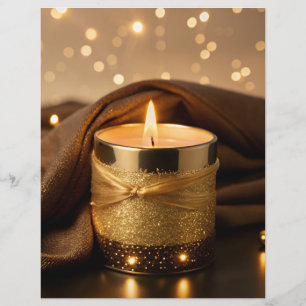 Enchanted Rose-Gold Glitter Candle Custom Letterhead
