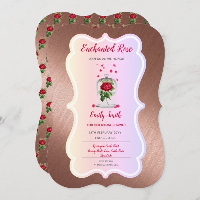 ENCHANTED ROSE Princess Fairytale Bridal Shower Invitation (Front/Back)