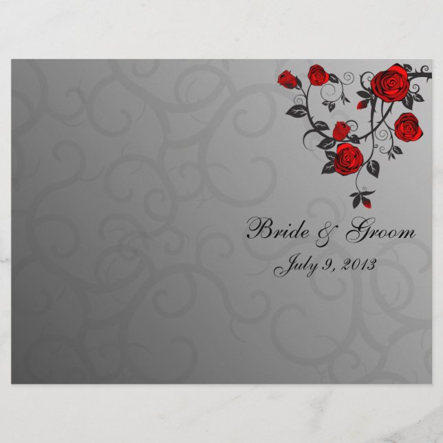 Enchanted Roses Folded Wedding Program (Front)